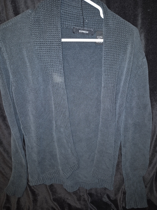 Express Sweaters - Express Open-Front Slate Gray Knit Cardigan